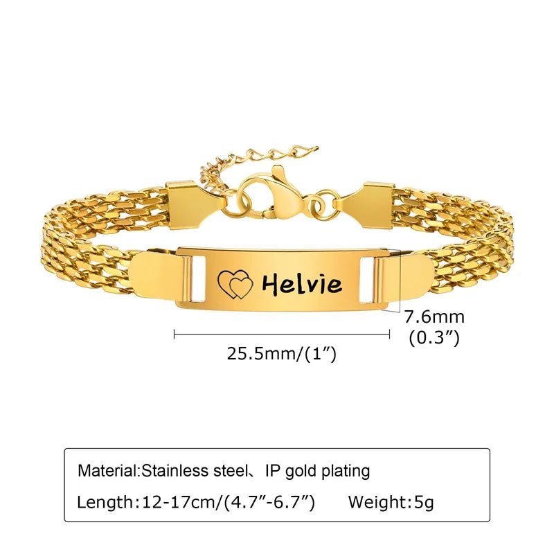 Personalized Baby Name Bracelet 14K Gold Plated Customized ID Bracelets for Girls Boys Custom Text Bracelet New Born Gift