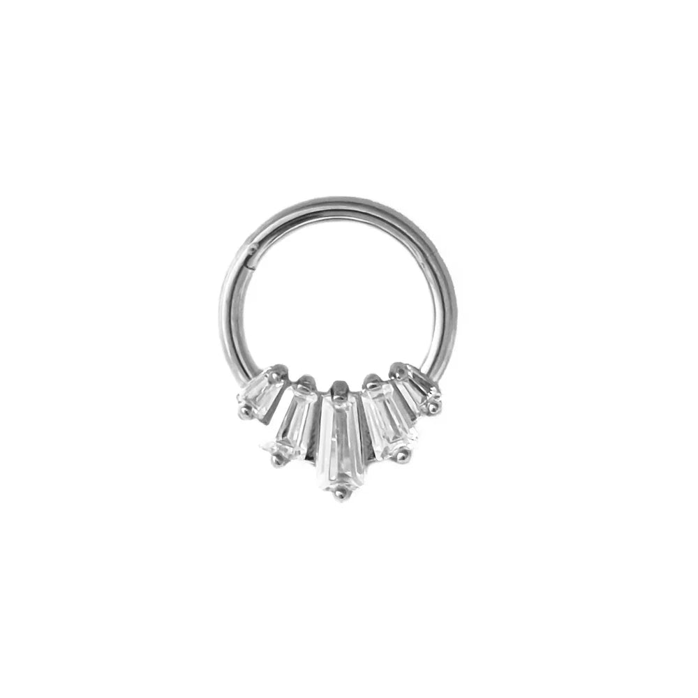 Flowers Nose Ring Septum 100% 316L Surgical Steel Zircon Clicker Daith Piercing Ear Cartilage Helix Hoop Flowers Water Drops