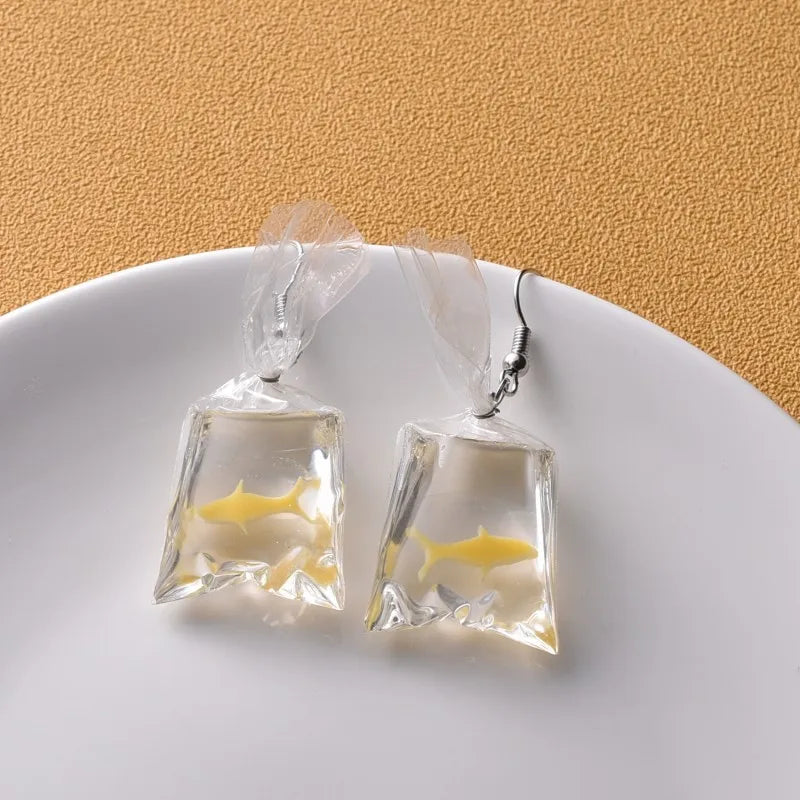 Creative Goldfish Earring Unique Transparent Goldfish Pendant Earring Cute Koi Fish Drop Earrings Personalized Jewelry Wholesale