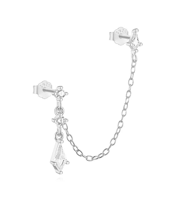 CANNER 1PC Four Pointed Star Moon Tassel Lotus Cartilage Spiral Puncture 925 Sterling Silver Stud Earring For Women Ins Earring