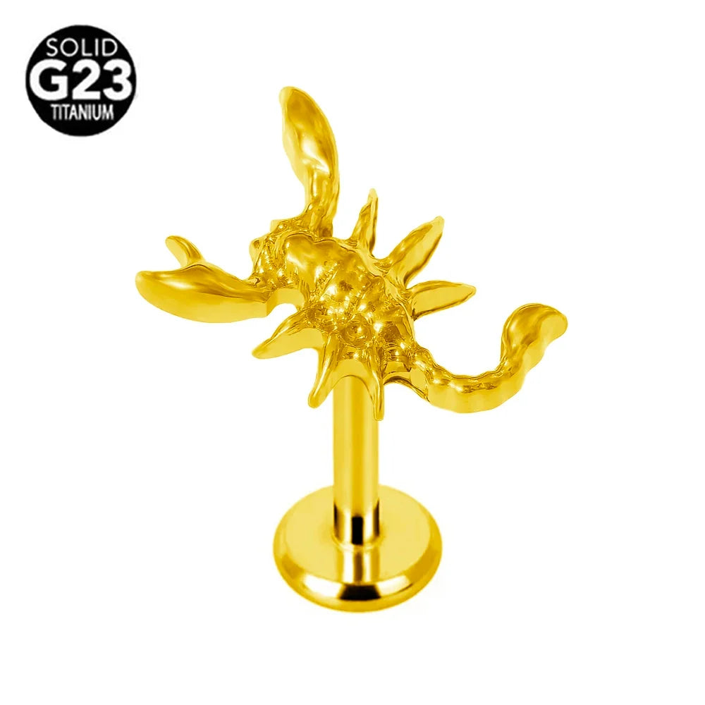 G23 Titanium Snake Bee Feather Labret Piercing 16G Internal Thread Earring Stud Cartilage Helix Body Jewelry