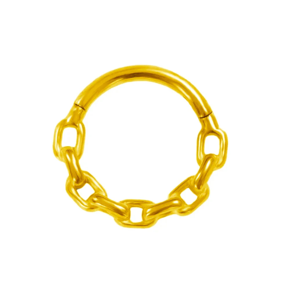 16G Vine Septum Nose Ring Piercing Hinged Clicker 316L Stainless Steel Daith Clicker Helix Cartilage Earring Chain BodyJewelry