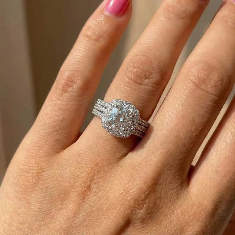 925 Sterling Silver Sparkling Full Zircon Square Geometry Rings for Women Gift Party High Quality stylish Jewelry Hot Sales
