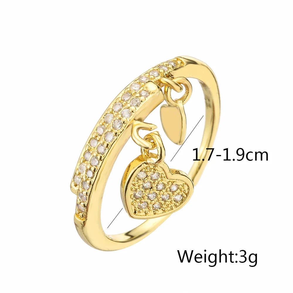 NEWBUY Unique Design Heart Lock Love Open Rings For Women Girl Gold Color High Quality Engagement Jewelry Femme Bijoux