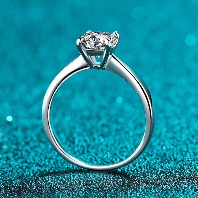 NeeTim 2ct Moissanite Engagement Ring for Women S925 Sterling Silver with Gold Plated Lab Diamond Promise Wedding Band Jewelry