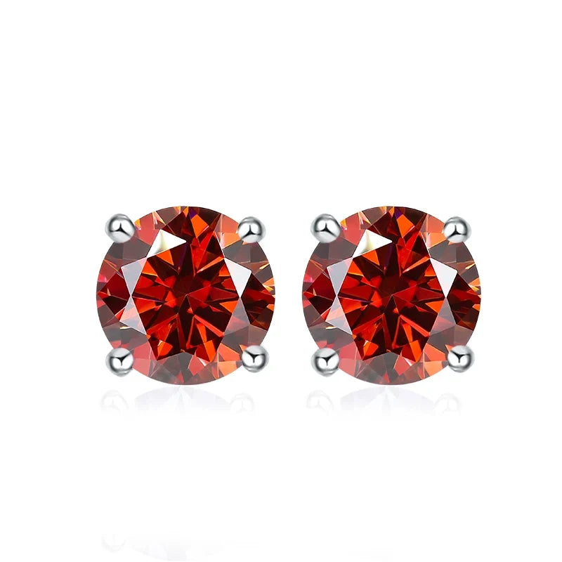 NeeTim 0.5ct 1ct 2ct Moissanite Stud Earrings for Women 925 Sterling Silver Pink Black Blue Grey Sparkling Lab Diamond Earring