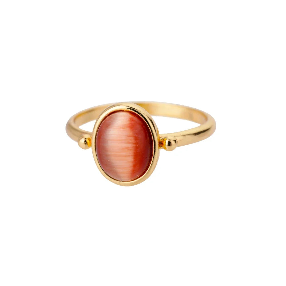 Luxury Opal Zircon Sun Rings For Women Girls Stainless Steel Gold Color Open Ring 2025 New Fashion Wedding Couple Jewelry Gift