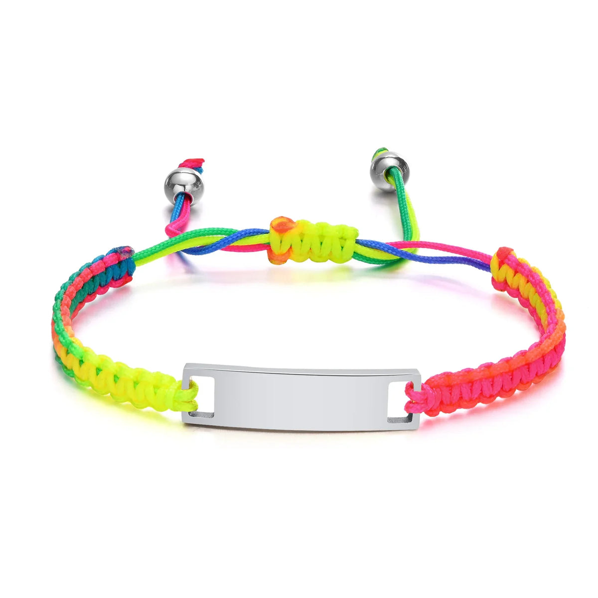 Personalized Name Bracelet for Girl Boy Child, Adjustable Braided Rope Custom ID Tag Bracelet, Engrave Birthday Christmas Gift