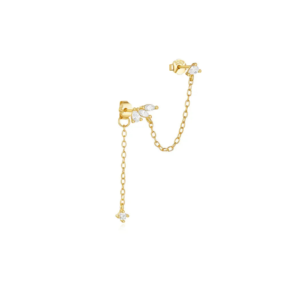 CANNER 1PC Four Pointed Star Moon Tassel Lotus Cartilage Spiral Puncture 925 Sterling Silver Stud Earring For Women Ins Earring