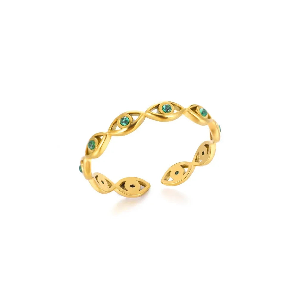 Zircon Geometric Rings For Women Stainless Steel Gold Color Open Adjustable Ring 2025 New Fashion Wedding Couple Jewelry Gift