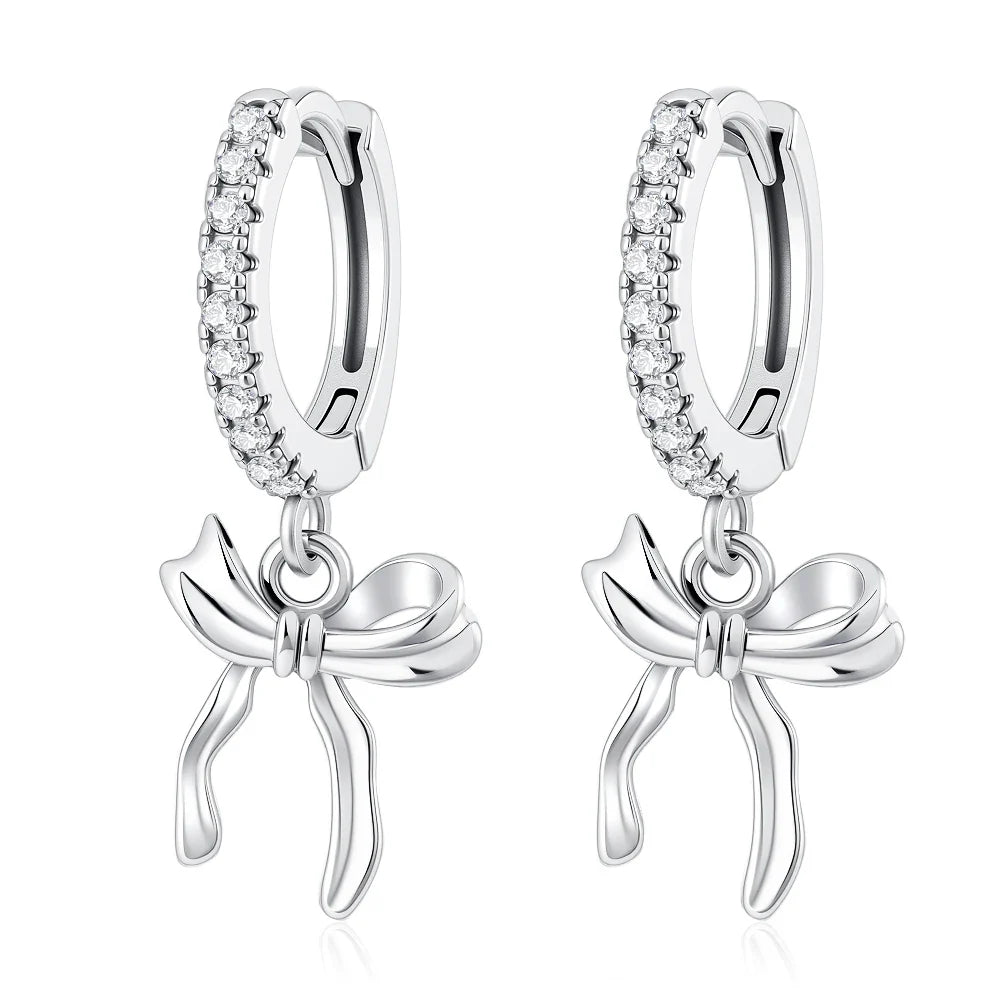2026 New 925 Silver Elephant Cherry Blossom Butterfly Heart Earrings, a delicate choice for women's fashion jewelry