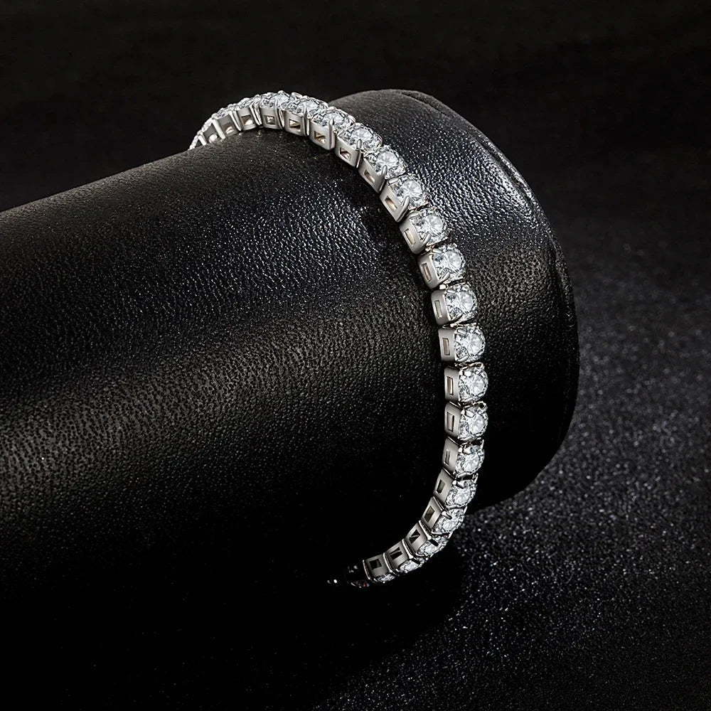 S925 Sterling Silver Bracelet Zirconia Tennis Ball Women Fashion Simple Engagement Wedding Charm Jewelry 4mm 16-23cm