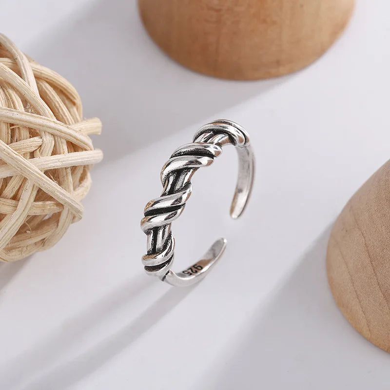 925 Sterling Silver Winding Adjustable Rings For Women Wedding Luxury Jewelry Wholesale