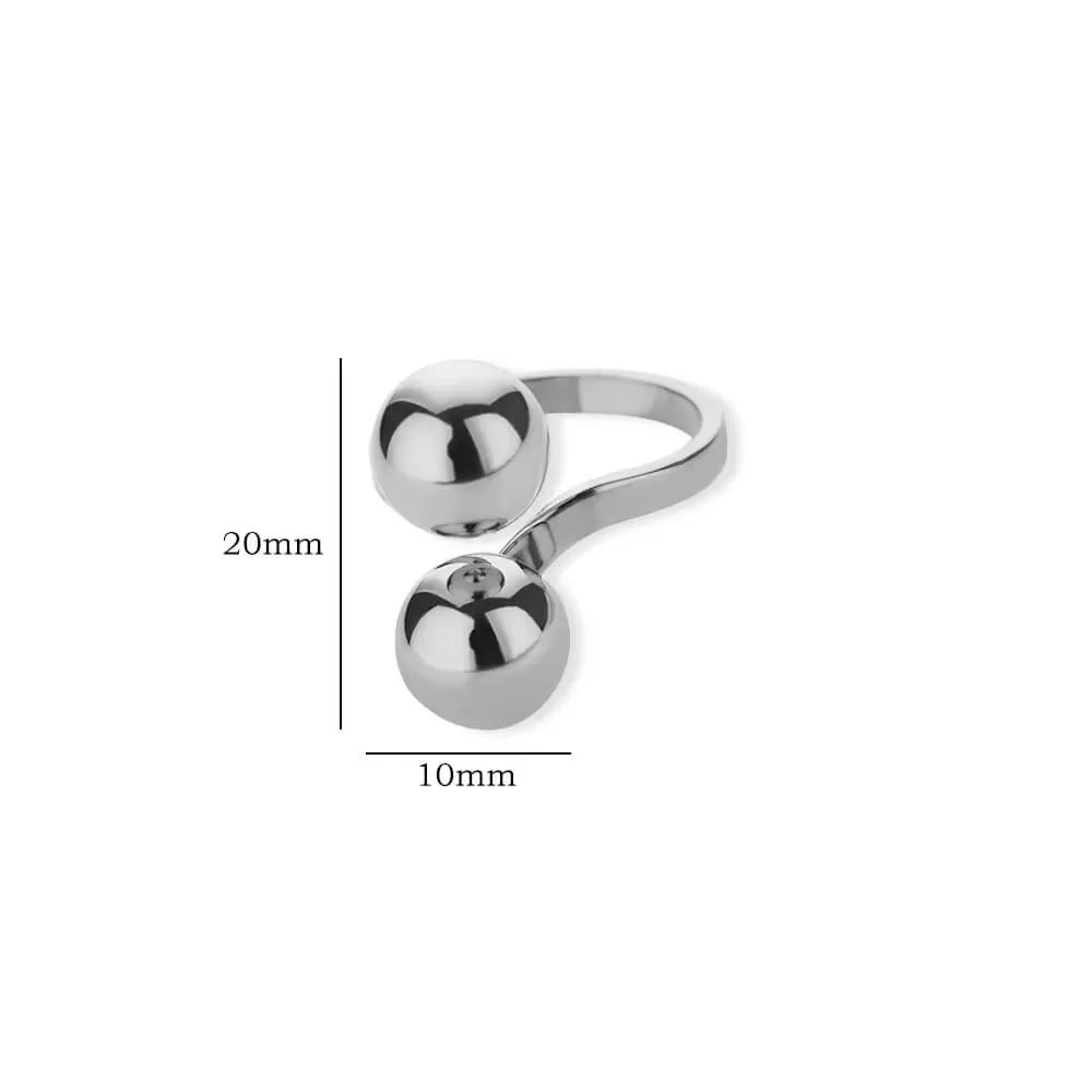 Stainless Steel Double Ball Adjustable Ring For Women Unisex Gold Color Trendy Finger Rings Decompression Jewelry Gifts Anillos