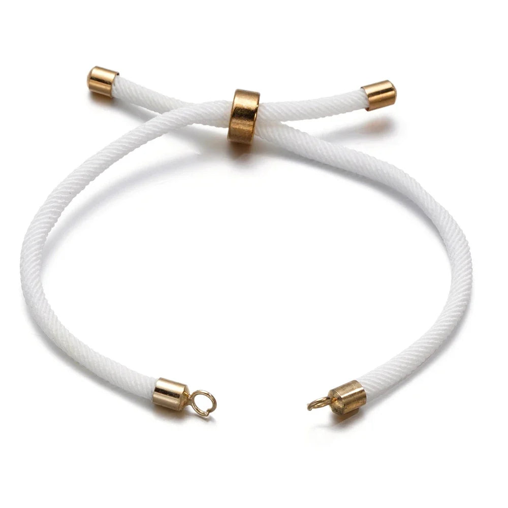 1pc Adjustable Nylon Braided Twisted Cords Slider Friendship Bracelets with Brass Cord End for Jewelry Making DIY Findings