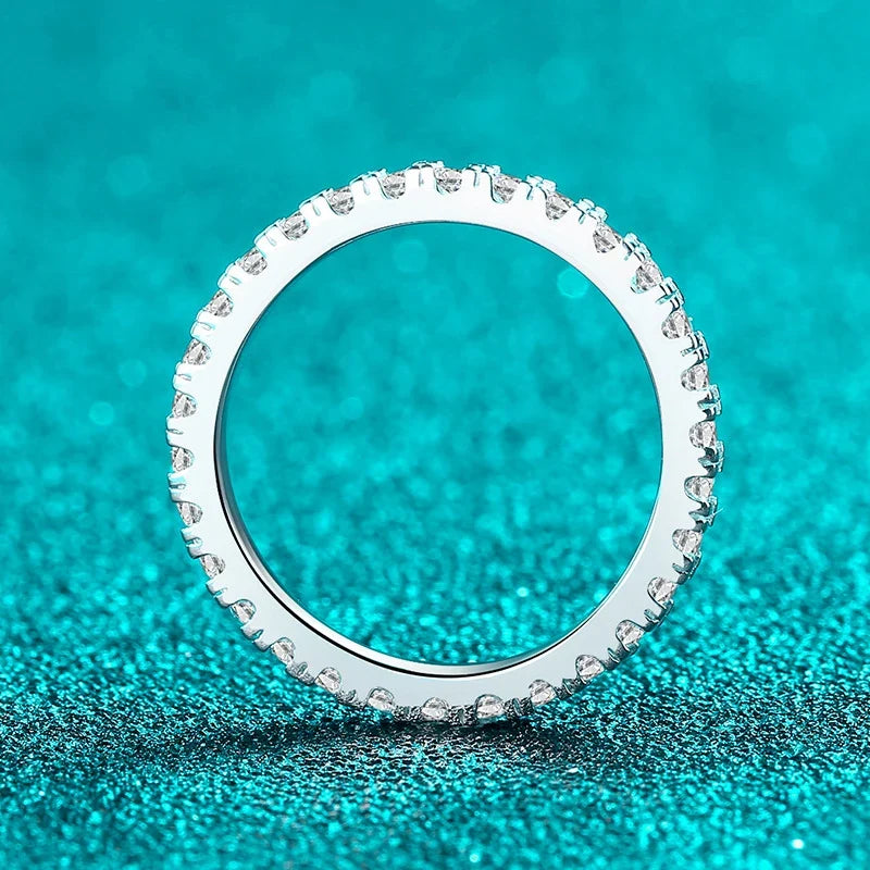 NeeTim D Color 2mm Full Moissanite Diamond Ring for Women Sterling Silver 925 with Gold Plated Wedding Bridal Band Rings Jewelry