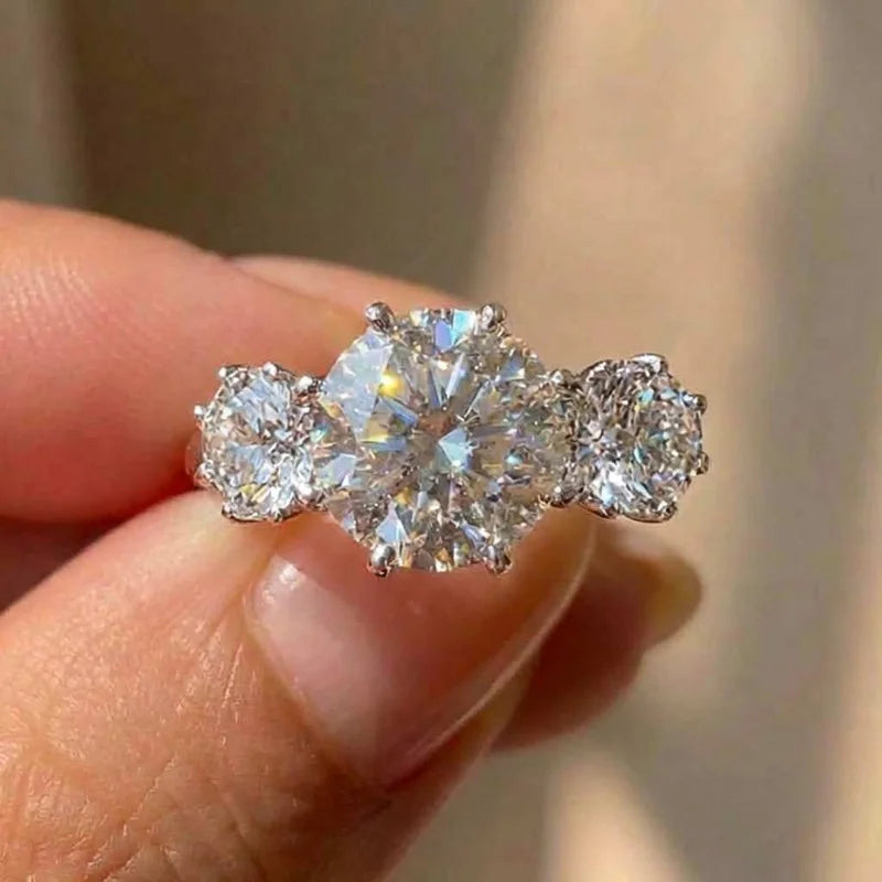 925 Sterling Silver Simple Elegant Woman Wedding Rings with Brilliant Cubic Zirconia Stone Engagement Rings Eternity Jewelry