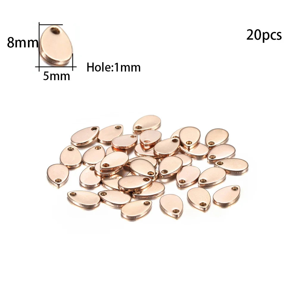10-50Pcs Gold Stainless Steel Customized Dog Tag Heart-Shaped Oval Blanks Charm Pendant Charms For DIY Jewelry Making Supplies