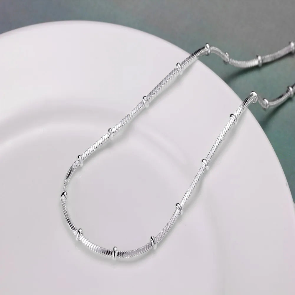 Fine Top brands 925 Sterling Silver bracelets neckalce Jewelry sets beads Snake bone chain for women man Wedding Party Gifts