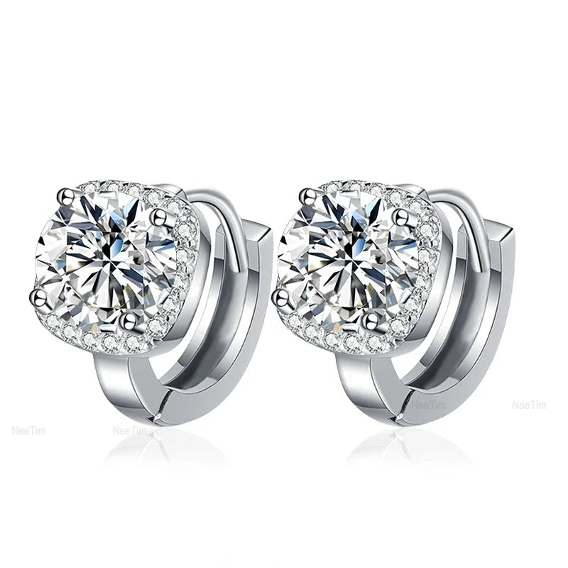 NeeTim 0.5ct 1ct Rainbow Color Moissanite Studs Earrings for Women S925 Silver Black Blue Pink Lab Diamond Wedding Stud Earring