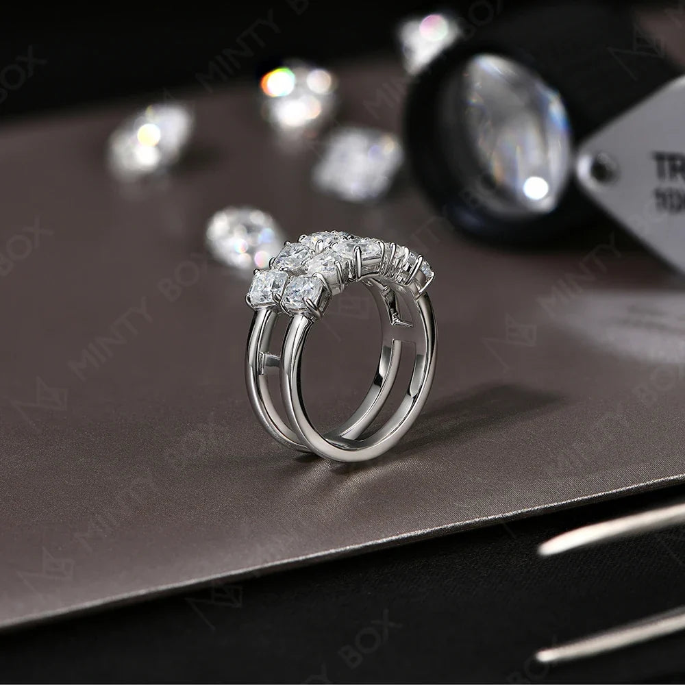 MINTYBOX 3.5ct Moissanite Wedding Band Ring with Lab Diamond S925 Sterling Silver Engagement Rings For Women Fine Jewelry Gift