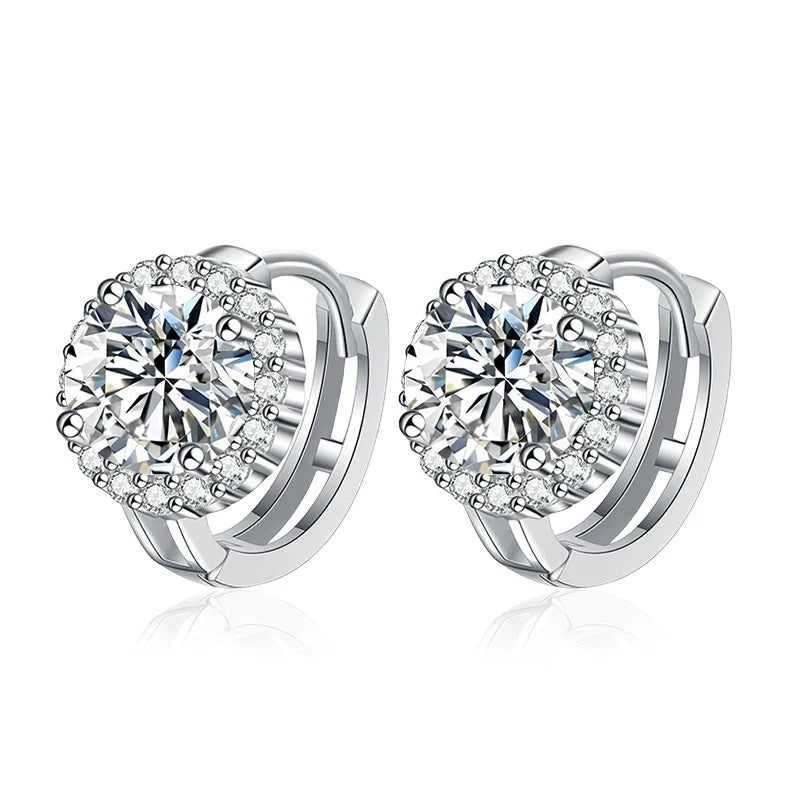 NeeTim 0.5ct 1ct Pink Moissanite Earrings Women S925 Silver Black Blue Green Grey Rainbow Lab Diamond Wedding Studs Earring