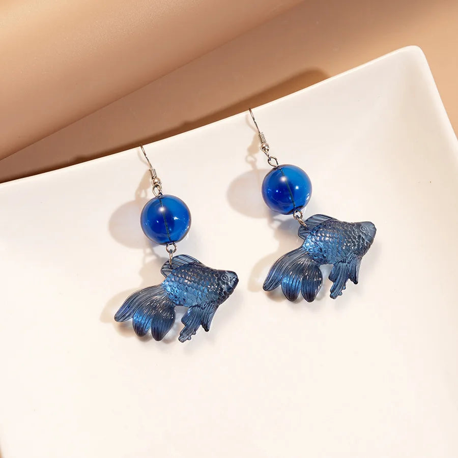 Creative Goldfish Earring Unique Transparent Goldfish Pendant Earring Cute Koi Fish Drop Earrings Personalized Jewelry Wholesale