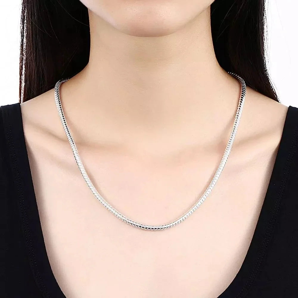 40-60cm 925 sterling Silver solid 3MM Chain Snake Necklace Bracelet Fashion Jewelry For Women Men Sets  Charm Wedding