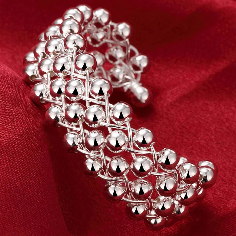 Wholesale Fine 925 Sterling Silver Bangles Bracelet Charms Heart Open for Women Lady Jewelry Adjustment Cuff Wedding Gift