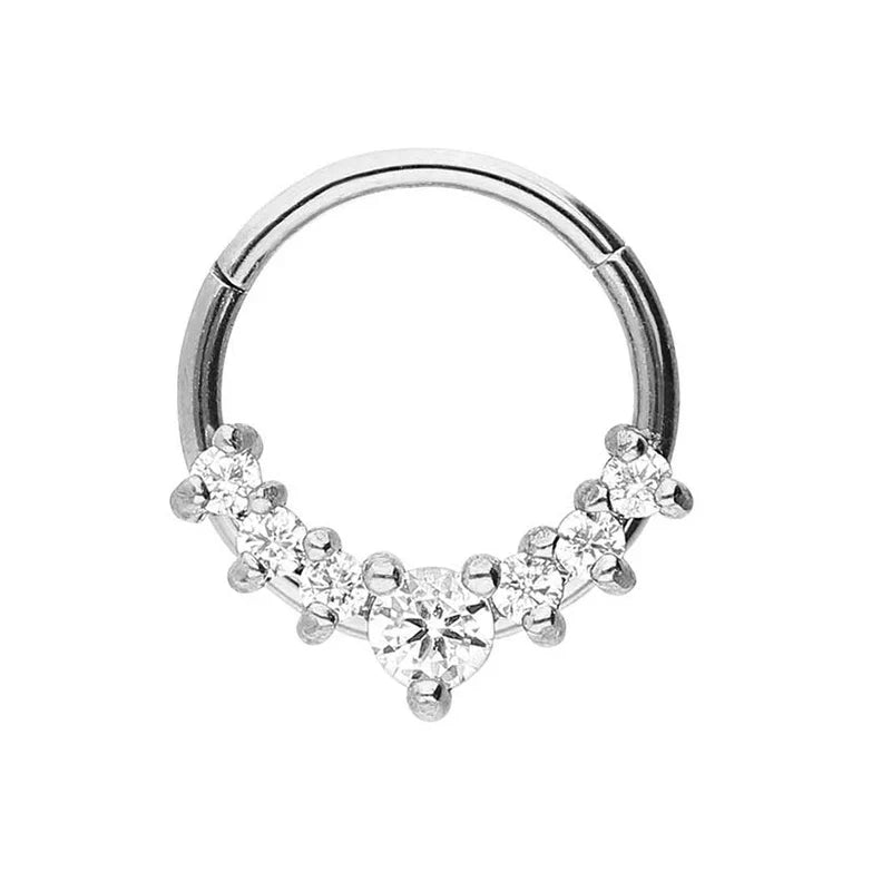 Flowers Nose Ring Septum 100% 316L Surgical Steel Zircon Clicker Daith Piercing Ear Cartilage Helix Hoop Flowers Water Drops