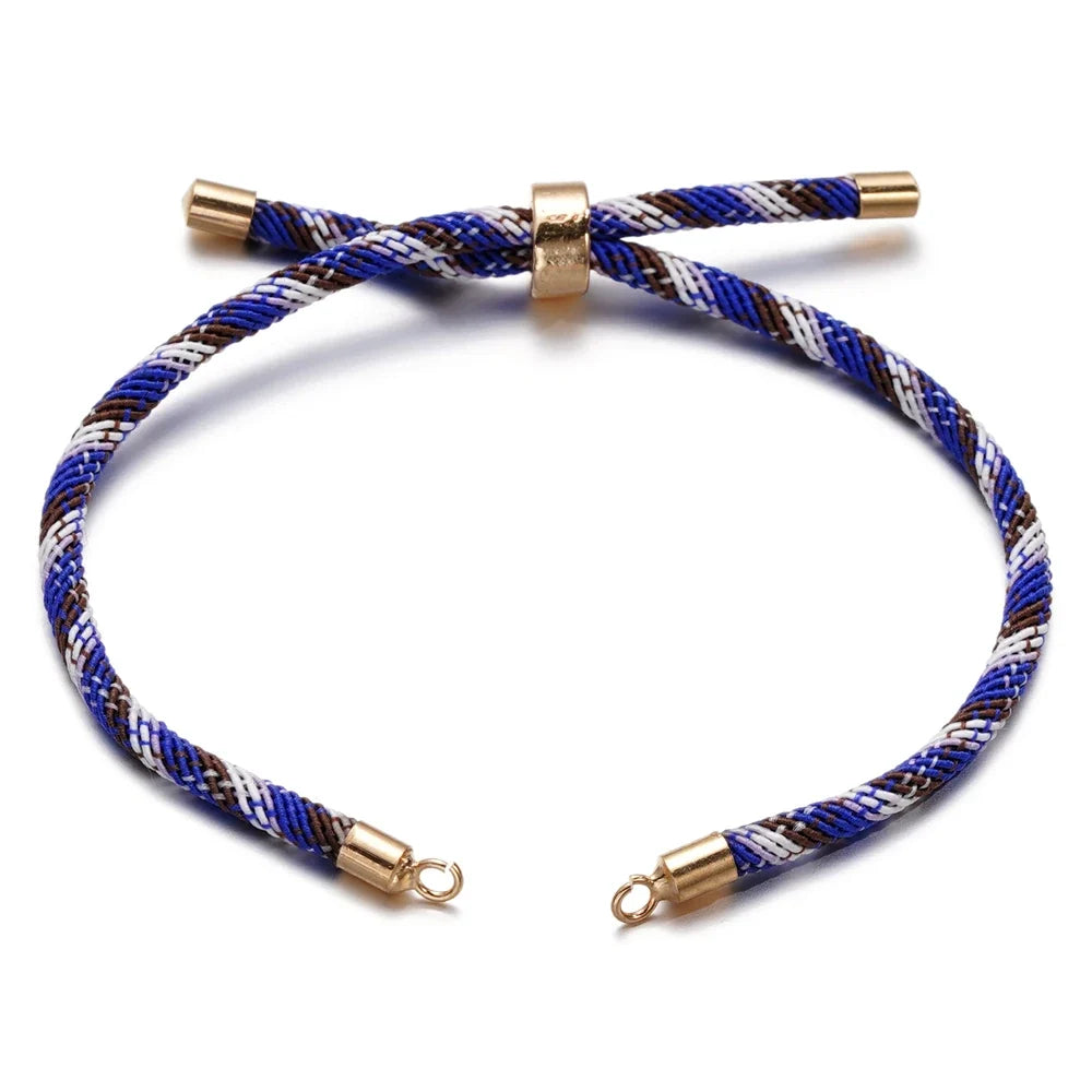 1pc Adjustable Nylon Braided Twisted Cords Slider Friendship Bracelets with Brass Cord End for Jewelry Making DIY Findings