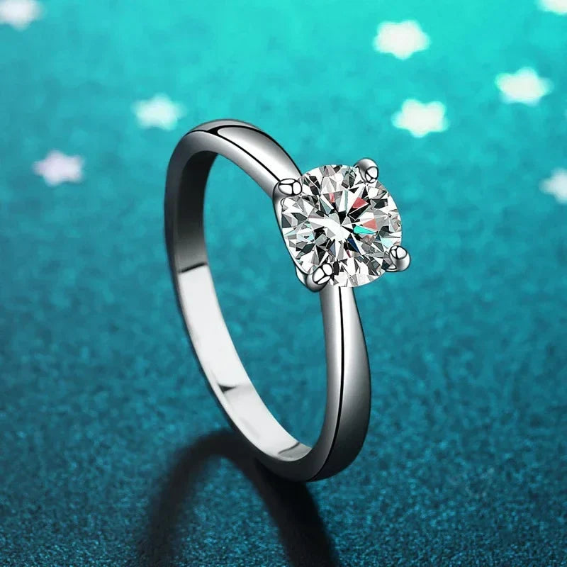 NeeTim 2ct Moissanite Engagement Ring for Women S925 Sterling Silver with Gold Plated Lab Diamond Promise Wedding Band Jewelry