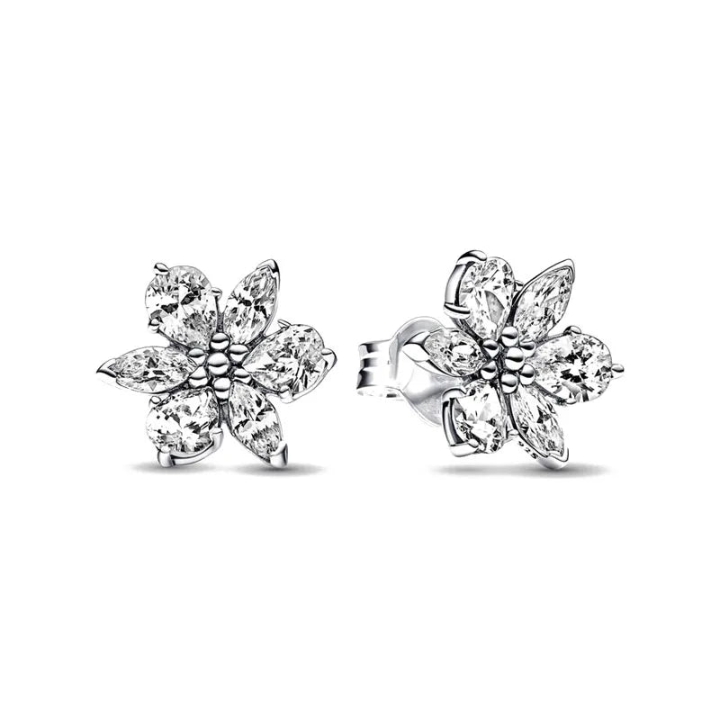 European New 925 Silver Butterfly Flower Stud Earrings, Fit Women's Festival Exquisite Charm Jewelry Gifts