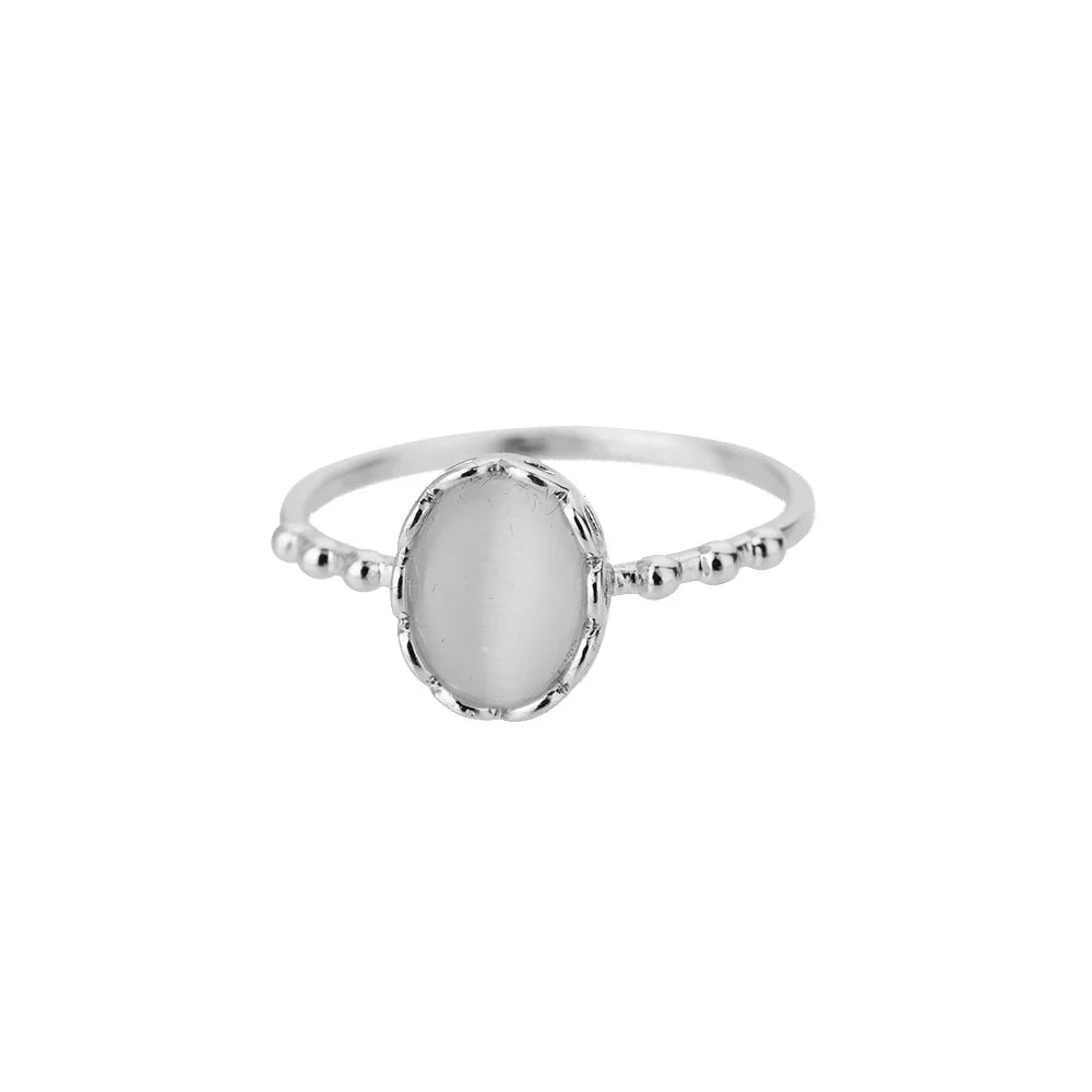 Fashion White Opal Rings For Women Gold Color Stainless Steel Opal Ring Wedding Engagement Jewelry Birthday Gift 2024