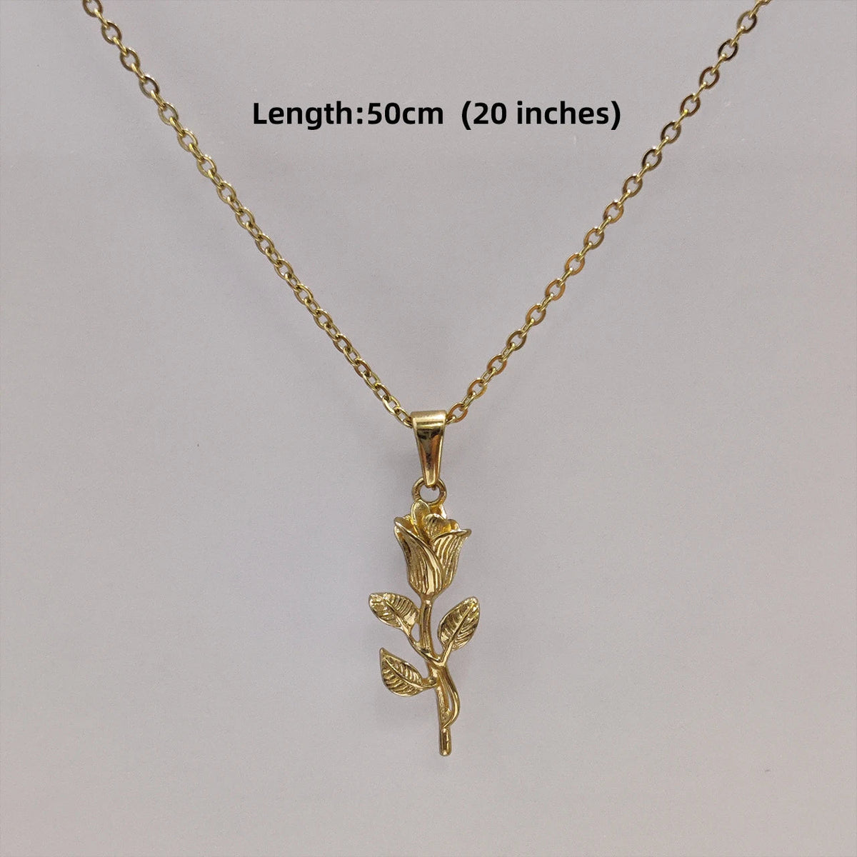 New Gold Plated Rose Flower Pendant Necklace Simple Vintage Clavicle Chain Stainless Steel Necklace for Men Women Jewelry Gifts