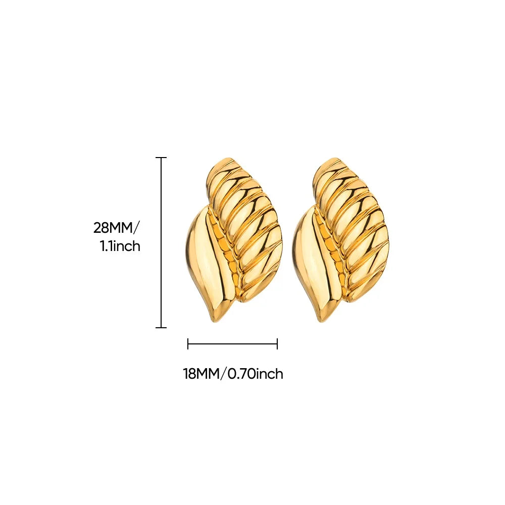 Temperament Square Texture Earring For Women Stainless Steel Gold Color Personality Trend Stud Earring Fashion Jewelry Exquisite