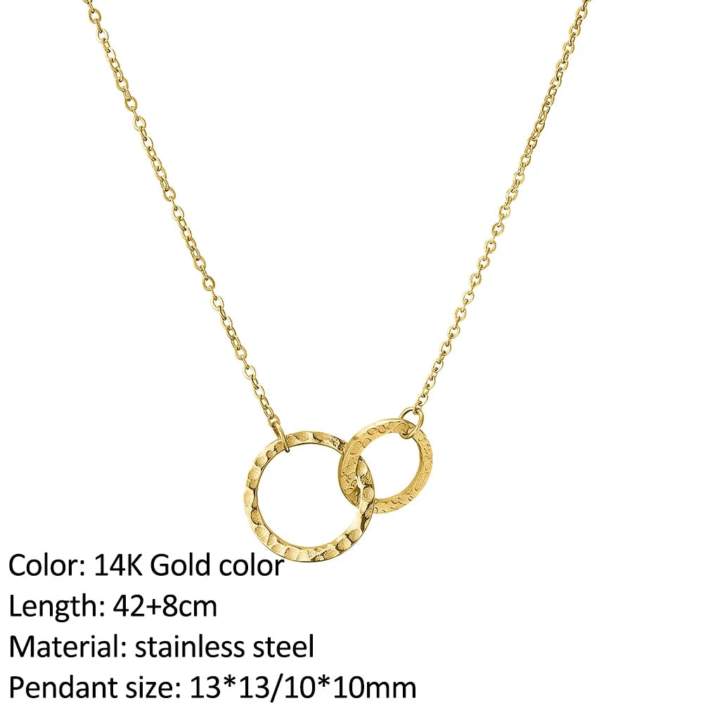 SUNIBI Fashion Stainless Steel Necklace for Woman Personality Infinity Cross Pendant Gold Color Necklaces on Neck Women Jewelry