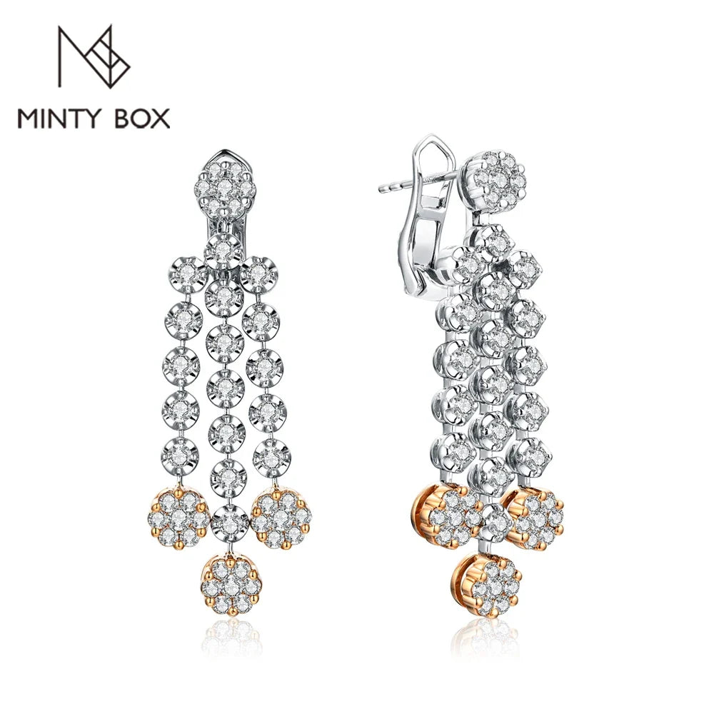 MINTYBOX 2.59ct S925 Sterling Silver Diamond Moissanite Drop Earrings for Women 18k Gold Plated Luxury Wedding Fine Jewelry