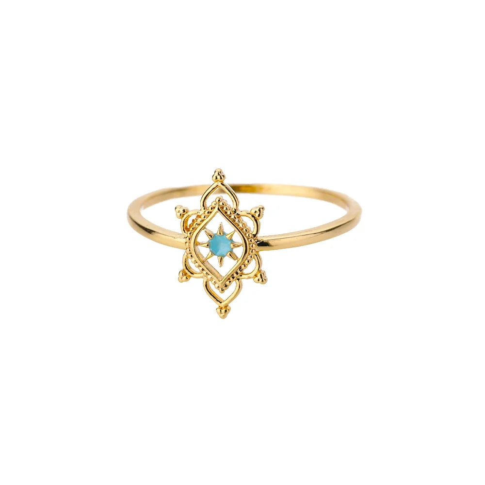 Green Zircon Evil Eye Rings For Women Stainless Steel Gold Color Geometric Open Ring New Wedding Waterproof Fashion Jewelry Gift