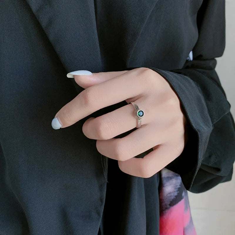 925 Sterling Silver Green Zircon Rings For Women Wedding Engagement Female Vintage Luxury Jewelry Accessories Jewellery