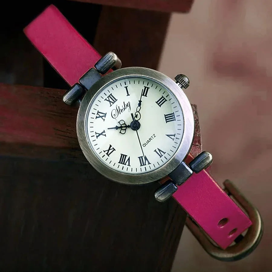 Shsby New Fashion Hot-Selling Female Antique bronze leather watch ROMA Vintage Watch Women Dress Watches
