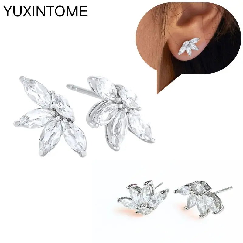 925 Sterling Silver Ear Needle Fashion Hoop Earrings White Crystal Luxury Women's Silver Earrings Wedding Women's Jewelry Gift