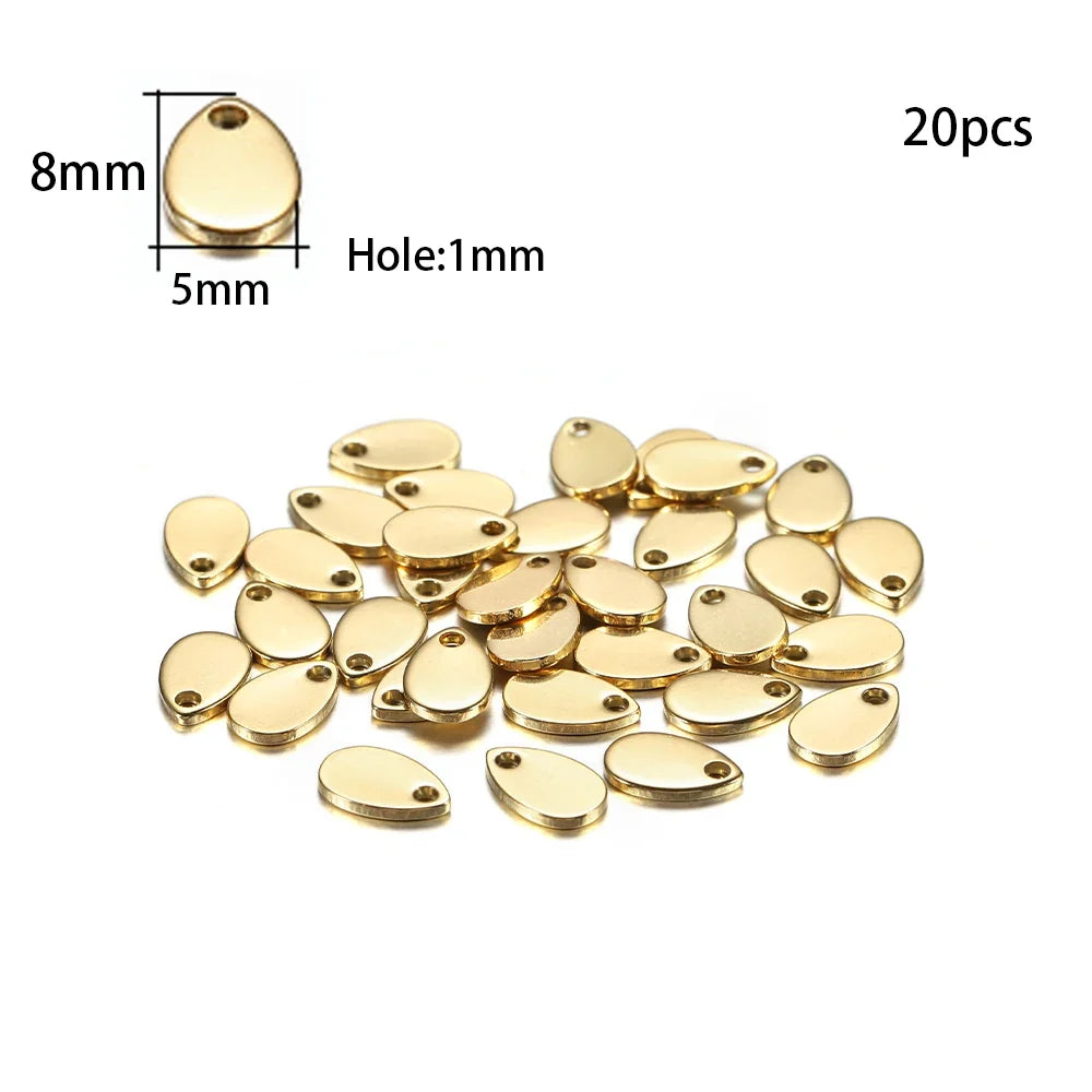 10-50Pcs Gold Stainless Steel Customized Dog Tag Heart-Shaped Oval Blanks Charm Pendant Charms For DIY Jewelry Making Supplies