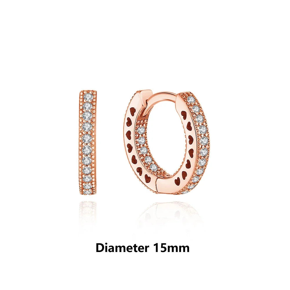 Original 925 Sterling Silver Earrings 2026 Stud Hoop Crystal Earings For Women Rose Gold Crown Heart Infinity Bee Earing Jewelry