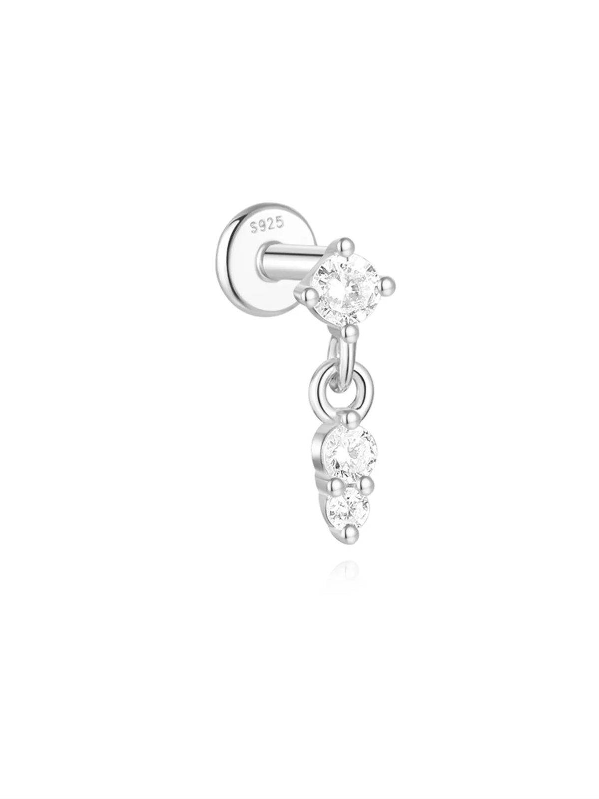CANNER 1PC Four Pointed Star Moon Tassel Lotus Cartilage Spiral Puncture 925 Sterling Silver Stud Earring For Women Ins Earring