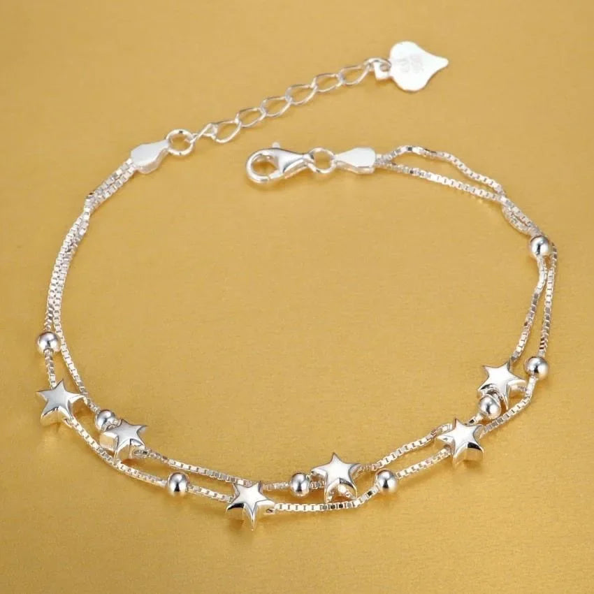 Noble 925 Sterling Silver Square Solid Chain Bracelet For Women Men Charm Party Gift Wedding Fashion Jewelry Free shipping