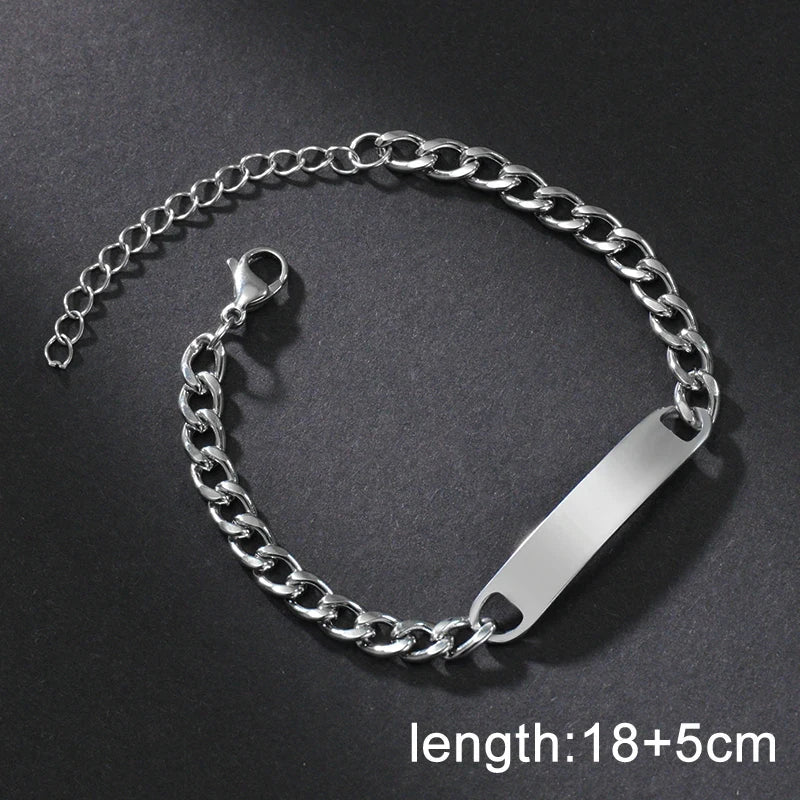 Letdiffery Personalized Eyes Photo Bracelets Stainless Steel Custom Laser Engrave Picture Name Date Men Women Kids Bracelet Gift