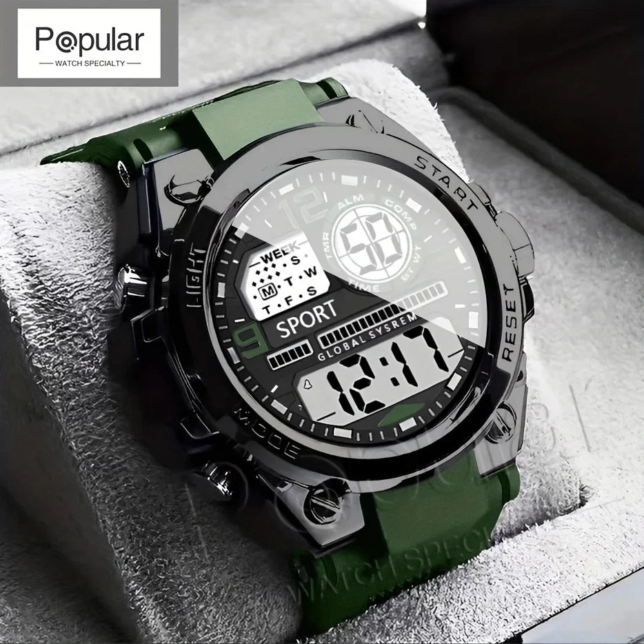 Unisex Outdoor Sports Digital Watch Big Dial LED Alarm 1237 Sport Watch for Men And Women