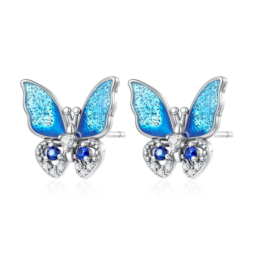 2026 New 925 Silver Elephant Cherry Blossom Butterfly Heart Earrings, a delicate choice for women's fashion jewelry