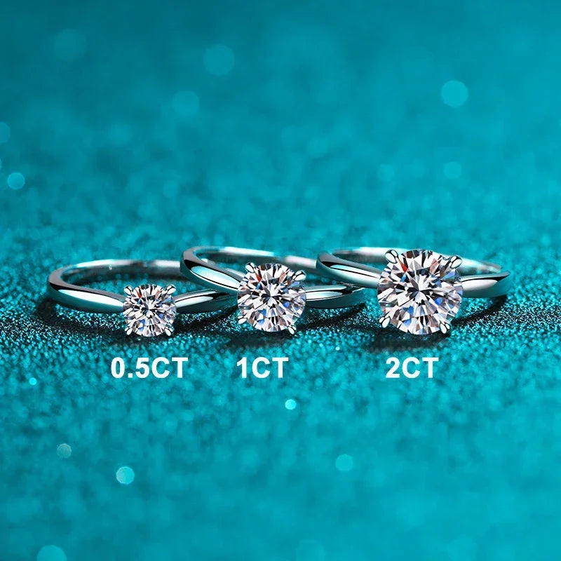 NeeTim 2ct Moissanite Engagement Ring for Women S925 Sterling Silver with Gold Plated Lab Diamond Promise Wedding Band Jewelry